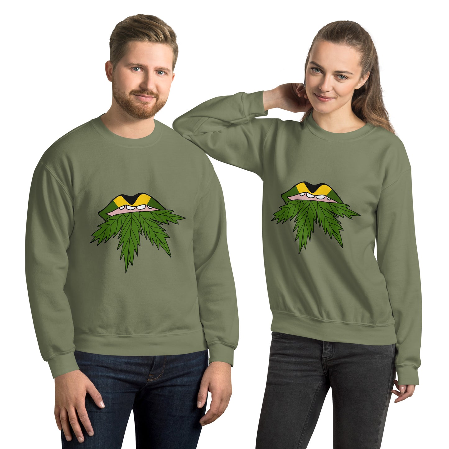 Sweat-shirt unisexe Weed Lips