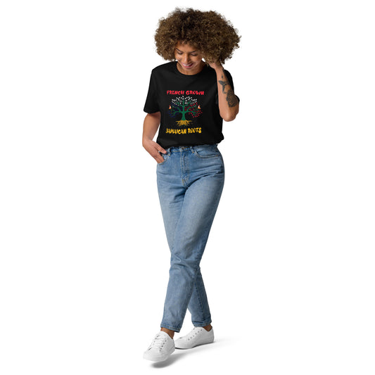 French Grown, Jamaican Roots Unisex t-shirt