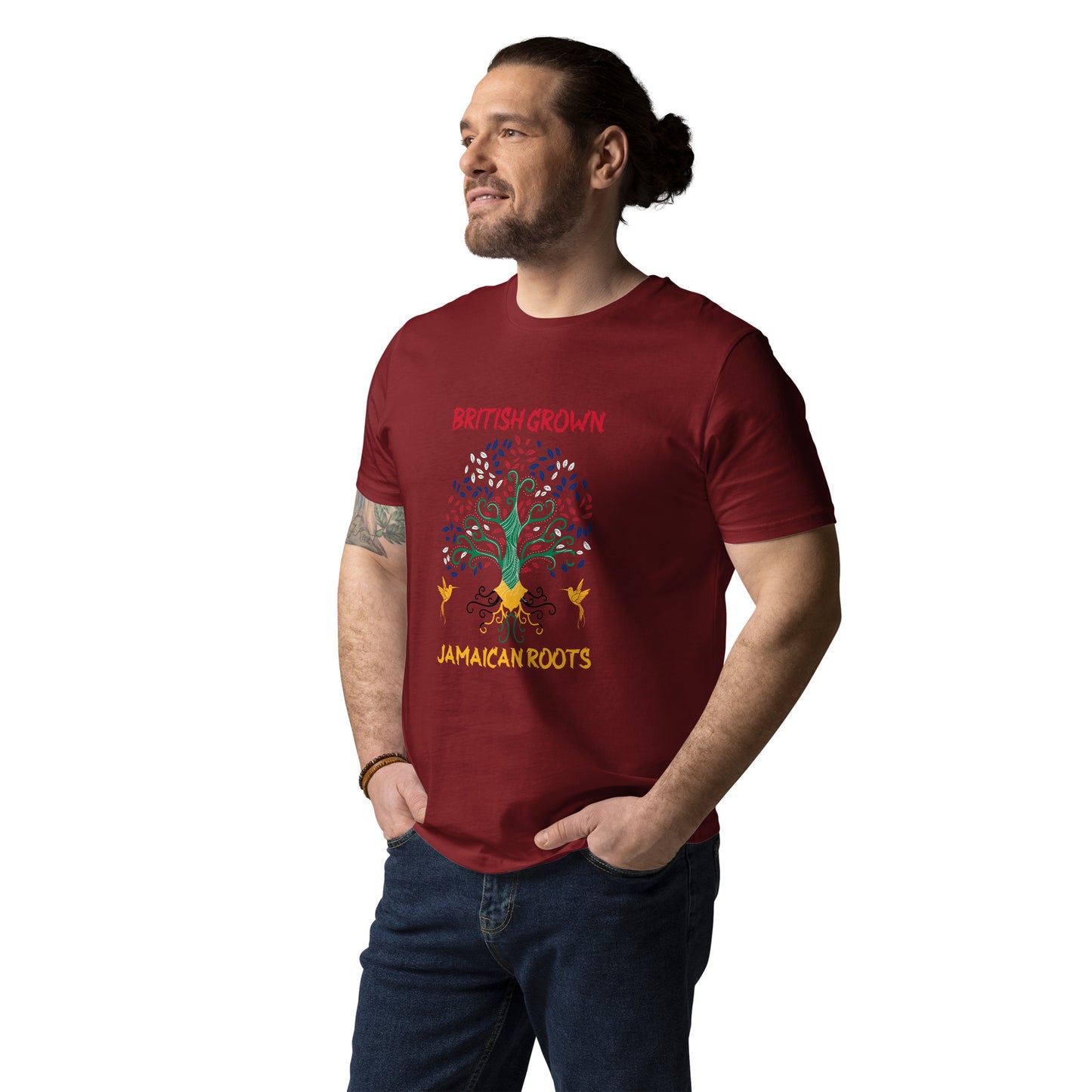 British Grown, Jamaican Roots Unisex T-shirt van biologisch katoen