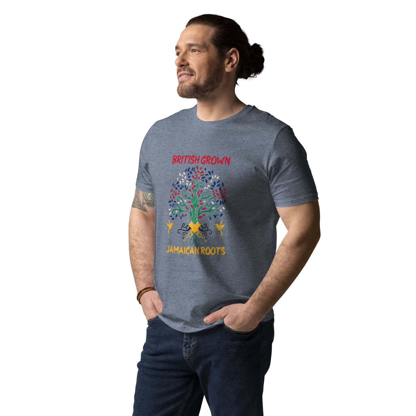 British Grown, Jamaican Roots Unisex T-shirt van biologisch katoen