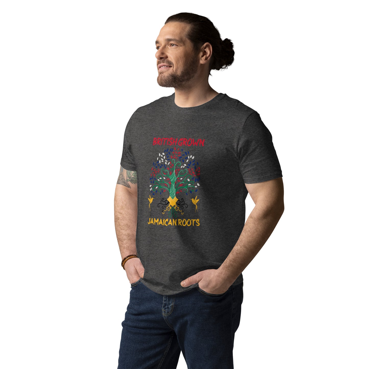 British Grown, Jamaican Roots Unisex T-shirt van biologisch katoen