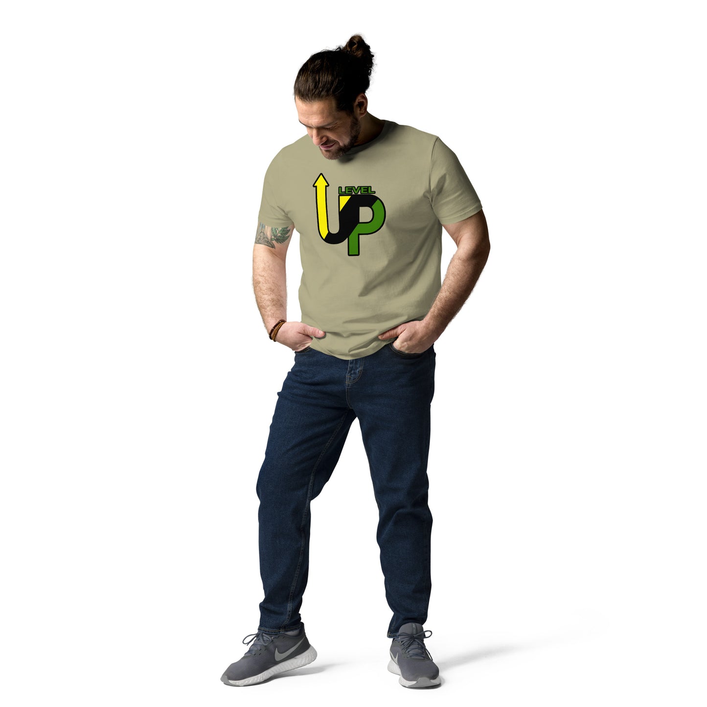 Uniseks T-shirt van biologisch "Level up" katoen