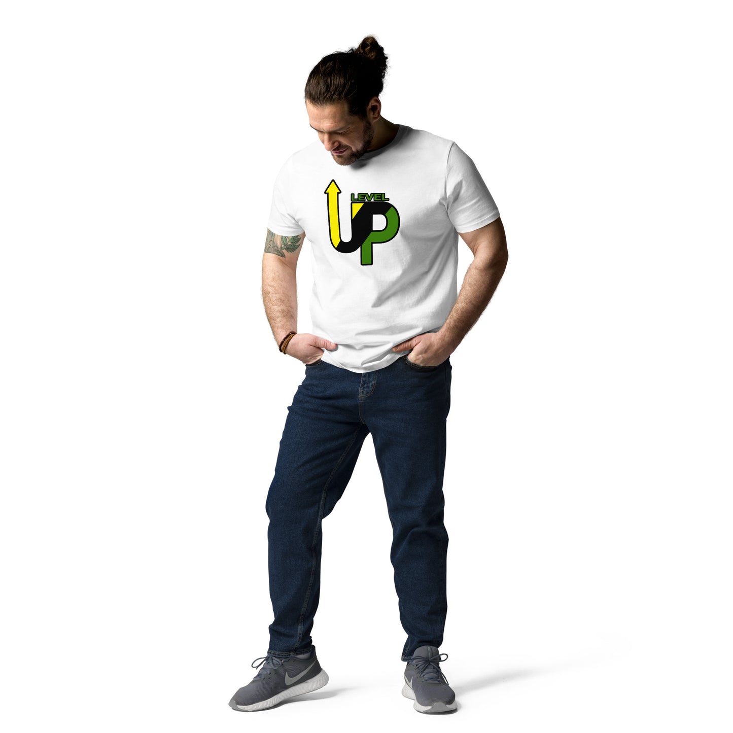 Uniseks T-shirt van biologisch "Level up" katoen